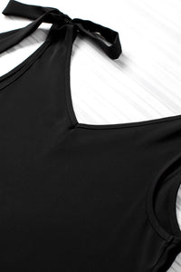 Black Tie On Shoulder V Neck Tank Top | Tops/Tank Tops