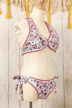 Load image into Gallery viewer, Red Floral Halter O-Ring Backless Knot Bikini Set | Swimwear/Bikinis
