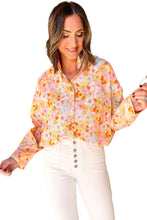 Load image into Gallery viewer, Yellow Floral Print Turn Down Collar Loose Shirt | Tops/Blouses &amp; Shirts
