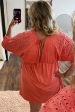 Load image into Gallery viewer, Carrot Plus Size Eyelet Contrast Bodice Babydoll Dress | Plus Size/Plus Size Dresses/Plus Size Mini Dresses
