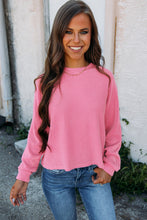 Load image into Gallery viewer, Pink Long Sleeve Top | Solid Color Textured Long Sleeve Tee
