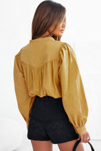 Load image into Gallery viewer, Puff Sleeve Top | Yellow Pleated Loose Shirt
