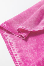 Load image into Gallery viewer, Pink Denim Top | Mineral Wash Split Neck Pocket Blouse
