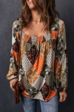 Load image into Gallery viewer, Green Square Neck Mixed Print Blouse | Tops/Blouses &amp; Shirts
