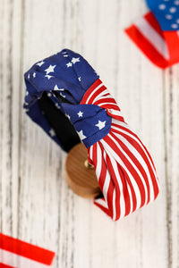 Multicolor American Flag Bow Knot Wide Headband | Accessories/Headwear