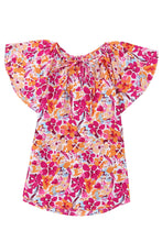 Load image into Gallery viewer, Fiery Red Flutter Sleeves Floral Print Top | Tops/Tops &amp; Tees
