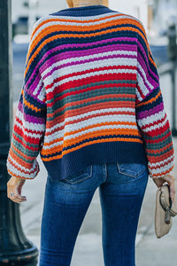 Stripe Boho Fashion Drop Shoulder Baggy Sweater | Tops/Sweaters & Cardigans