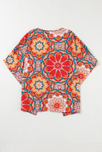 Load image into Gallery viewer, Bat Wing Blouse | Red Floral V Neck Blouse
