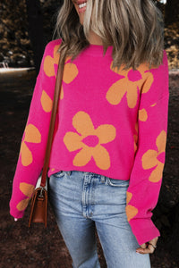 Flower Sweater | Round Neck Long Sleeve Sweater