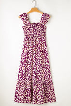 Load image into Gallery viewer, Maxi Dress | Rose Leopard Ruffle Straps High Waist Long Dress
