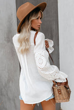 Load image into Gallery viewer, White Rekindle Eyelet Button Up Top
