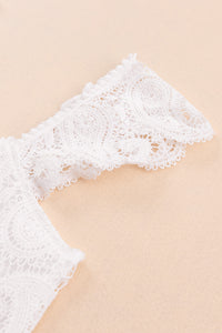 White Lace Crochet Ruffled Square Neck Tank Top | Tops/Tank Tops