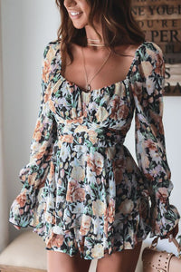 Romper | Floral Sweetheart Neck Romper