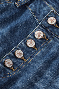 Blue Distressed Button Fly High Waist Skinny Jeans | Bottoms/Jeans