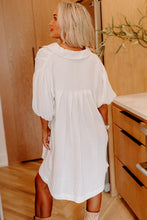 Load image into Gallery viewer, Mini Dress | White Half Puff Sleeve Buttoned Shirt
