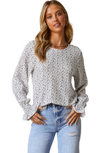 Load image into Gallery viewer, Black Floral Ruffled Bubble Sleeve Blouse
