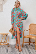 Load image into Gallery viewer, Shirt Dress | Sky Blue Western Geometric Print Split Buttoned
