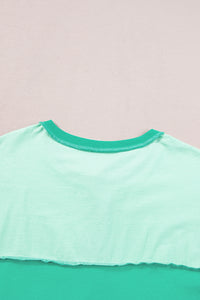 Patchwork T Shirt | Bright Green Contrast Color