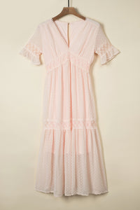 Maxi Dress | Swiss Dot Lace Trim Dress