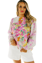 Load image into Gallery viewer, Purple Floral Patchwork Lace Trim Blouse | Tops/Blouses &amp; Shirts
