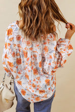 Load image into Gallery viewer, Orange Split V Neck Floral Print Dolman Blouse | Tops/Blouses &amp; Shirts
