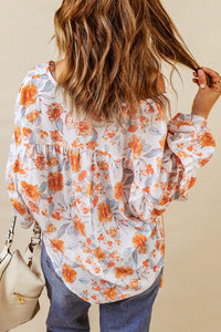 Orange Split V Neck Floral Print Dolman Blouse | Tops/Blouses & Shirts