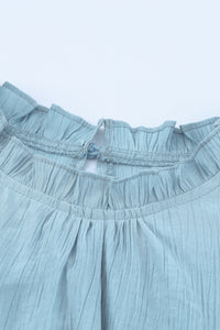 Sky Blue Frilled Neck Sleeveless Tiered Tulle Dress | Dresses/Mini Dresses