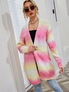 Gradient Open Front Cardigan Sweater