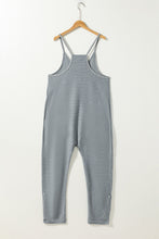 Load image into Gallery viewer, Gray Jumpsuit | Gray Waffle Knit Spaghetti Straps Loose Fit
