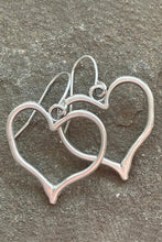 Load image into Gallery viewer, Silver Heart Earrings | Silvery Hook Drop Earrings
