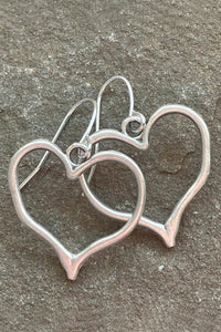 Silver Heart Earrings | Silvery Hook Drop Earrings