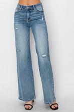 Load image into Gallery viewer, RISEN Wide Leg Jeans | High Waist Distressed Blue Jeans
