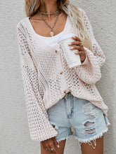 Load image into Gallery viewer, Pink Openwork Button Front Cardigan
