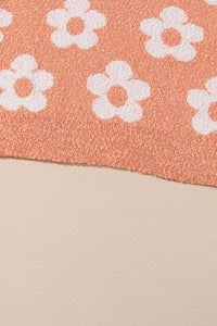 Grapefruit Orange Fuzzy Floral Knitted Drop Shoulder Sweater | Tops/Sweaters & Cardigans