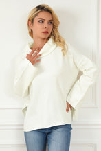 Load image into Gallery viewer, White Expose Seam Turtle Neck Side Slit Oversized Sweater | Tops/Sweaters &amp; Cardigans
