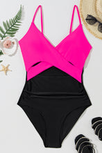 Load image into Gallery viewer, Rose Red Crossover Colorblock Cutout One Piece Swimsuit | Swimwear/One Piece Swimsuit
