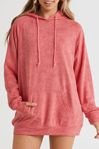 Mineral Wash Kangaroo Pocket Drawstring Pullover Hoodie | Tops/Sweatshirts & Hoodies