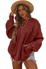 Load image into Gallery viewer, Fiery Red Exposed Seam Twist Open Back Oversized Sweatshirt
