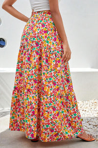 Yellow Boho Floral Print Tiered Long Skirt | Bottoms/Skirts & Petticoat