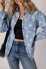 Load image into Gallery viewer, Star Button Up Long Sleeve Denim Jacket
