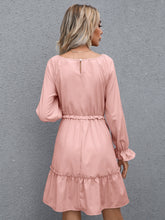 Load image into Gallery viewer, V Neck Dress | Frill Flounce Sleeve Ruffle Hem Dress
