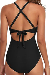 Black 2-tone Crossed Cutout Backless Monokini | Swimwear/One Piece Swimsuit