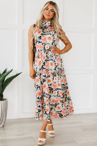 Black Boho Floral Print Knotted Halter Ruffled Maxi Dress | Dresses/Maxi Dresses