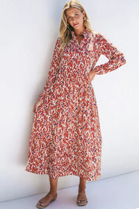 Print Long Sleeve Maxi Dress