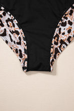 Load image into Gallery viewer, Black Crossed Tie Back Leopard Bikini Swimsuit | Swimwear/Bikinis
