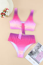 Load image into Gallery viewer, Purple Gradient Color Knotted V Neck Bikini Swimsuit | Swimwear/Bikinis
