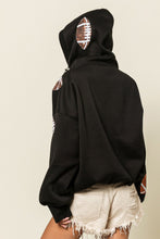 Load image into Gallery viewer, Football Hoodie | Sequin Football Half Zip Hoodie
