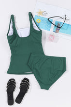 Load image into Gallery viewer, Blackish Green Ruched U Neck Ribbed Tankini | Swimwear/Tankinis
