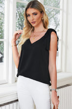 Load image into Gallery viewer, Black Tie On Shoulder V Neck Tank Top | Tops/Tank Tops
