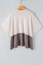 Load image into Gallery viewer, Split Side Poncho | Pale Khaki Color Block Ribbed Knit
